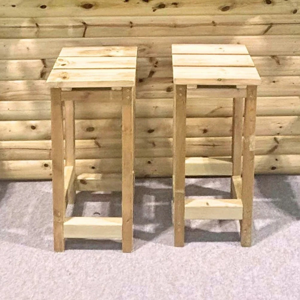 Wooden Bar Stools - Set Of 2